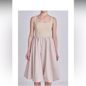 NWOT GREY LAB Cream Tan Sleeveless Midi Dress